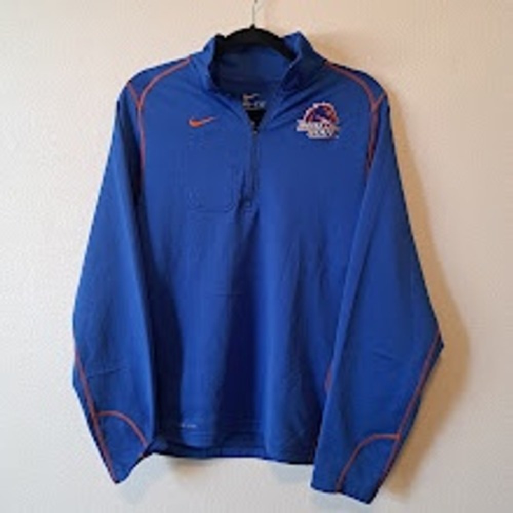 Nike Boise State Broncos Dri-FIT‎ Quarter Zip Pullover Mens Small Blue Orange